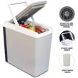 Slim Compact P20 Thermoelectric Iceless 12V Cooler Warmer, 17L / 18 qt Portable Travel Fridge, Grey and White, Made in North America