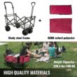 BENTISM Collapsible Wagon Cart Red, Removable Canopy 601D Oxford Cloth, Portable Folding Wagon Adjustable Handles