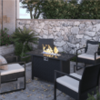 Easyfashion 43" Outdoor Gas Fire Pit 50,000 BTU with Tempered Glass Tabletop, Black