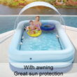 Automatic Inflatable Pool, Large Size Family Swimming Pool with Awning ,3 Sizes,One-button inflation Swim Pool for Outdoor Backyard Garden Water Party