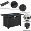 SMILE MART 43" Gas Propane Fire Pit Table with Tempered Glass Tabletop Rattan Wicker Base for Patio/Courtyard/Garden, Black