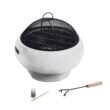 Teamson Home 21" Outdoor Round Stone Wood Burning Fire Pit with Faux Concrete Base, Gray