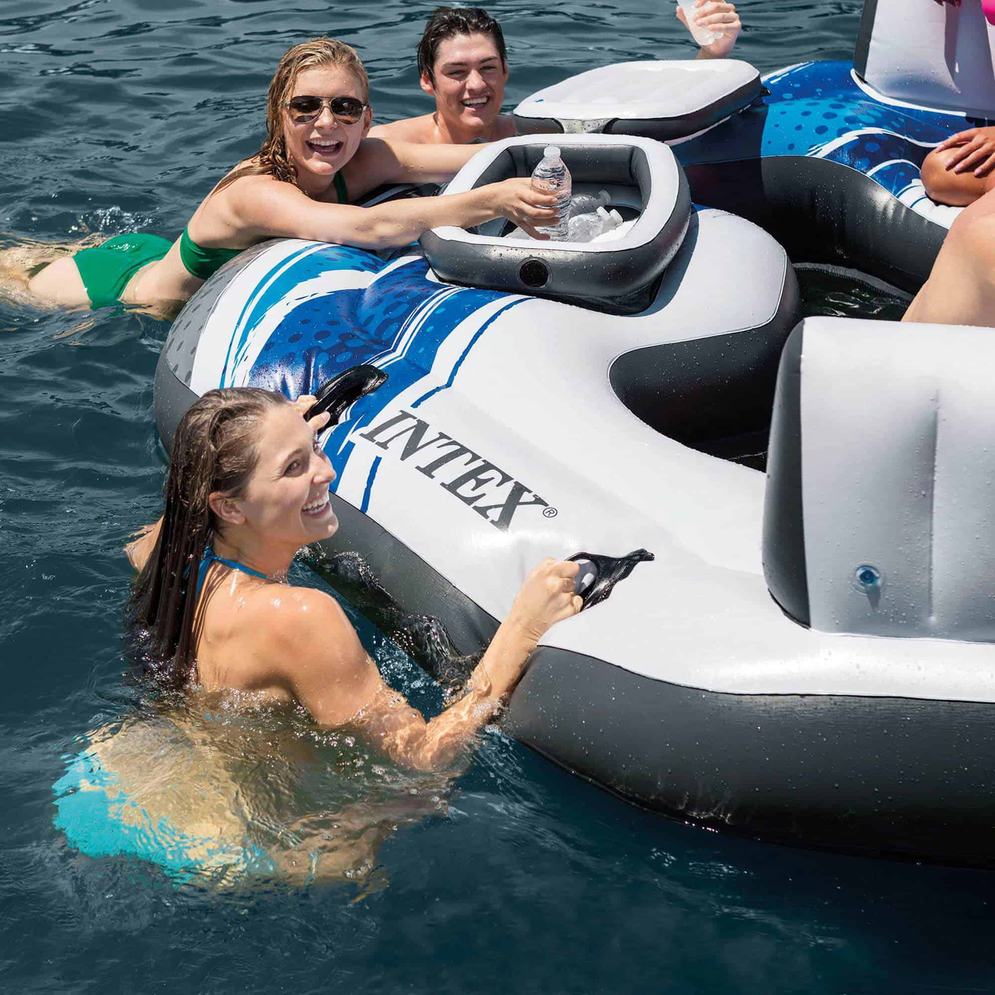 Intex Blue Tropic Inflatable Lake Island Float with Cooler and Cupholders Intex Blue Tropic Inflatable Lake Island Float with Cooler and Cupholders - Image 5