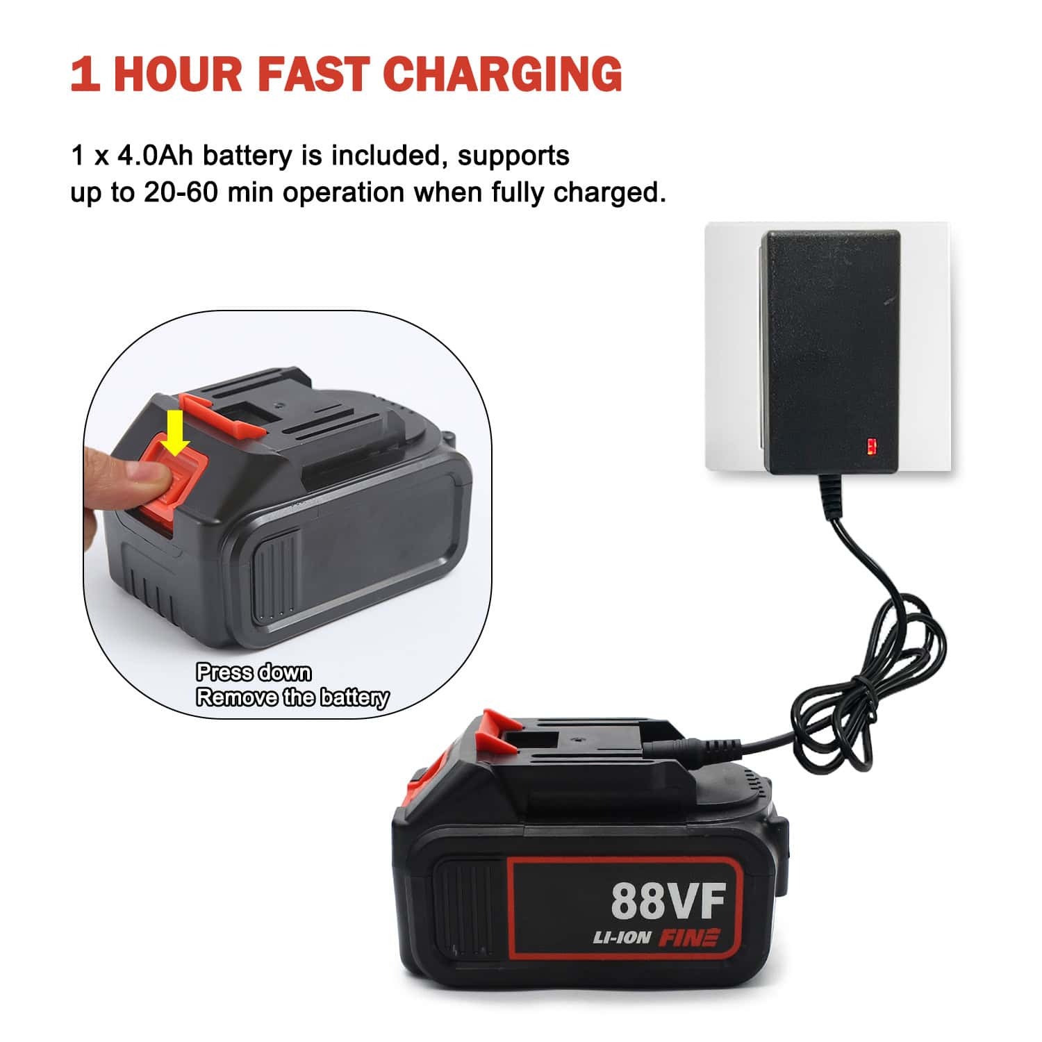 Fisca 21V 4AH Electric Cordless Leaf Blowers with 6 Gears for Kids Adults, 110MPH 400CFM for Lawn, Garage, Snow Fisca 21V 4AH Electric Cordless Leaf Blowers with 6 Gears for Kids Adults, 110MPH 400CFM for Lawn, Garage, Snow - Image 4