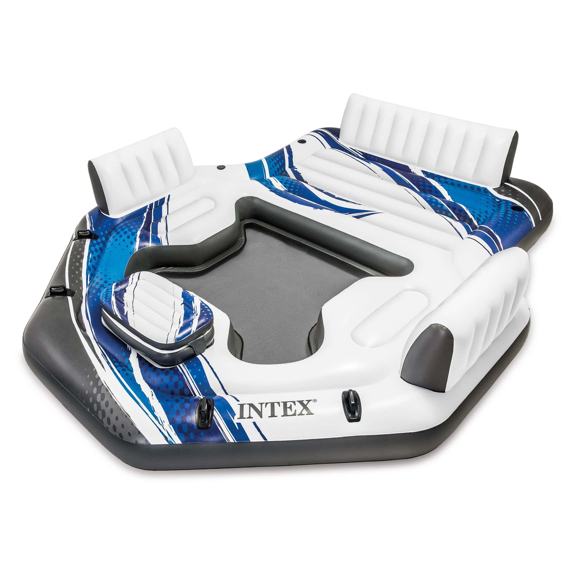 Intex Blue Tropic Inflatable Lake Island Float with Cooler and Cupholders Intex Blue Tropic Inflatable Lake Island Float with Cooler and Cupholders