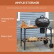 MadDog Vivo Charcoal BBQ Grill on Wheels 21" Barbecue Smoker W/ Table, Shelf