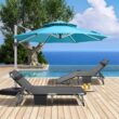 ABORON Camping Cots for Adults, Folding Guest Bed Cot, 4- position Adjustment Folding Chaise Lounge Chair, Folding Bed with 2-Sides Mat & Pillow