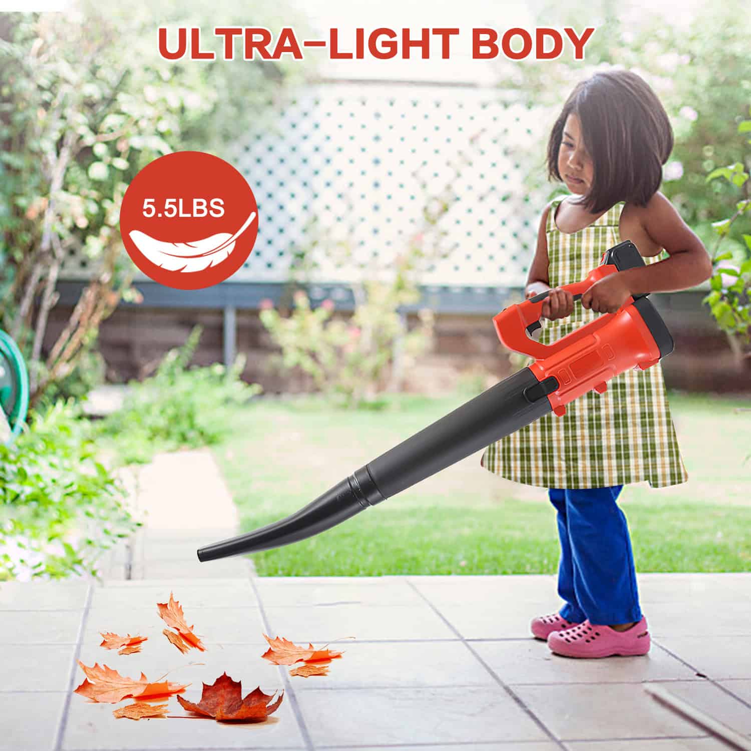Fisca 21V 4AH Electric Cordless Leaf Blowers with 6 Gears for Kids Adults, 110MPH 400CFM for Lawn, Garage, Snow Fisca 21V 4AH Electric Cordless Leaf Blowers with 6 Gears for Kids Adults, 110MPH 400CFM for Lawn, Garage, Snow - Image 6