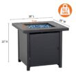 28 in. Outdoor Propane Fire Pit Slat Tabletop with Glass Stone