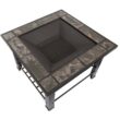 Fire Pit Table – 30-Inch Square Wood Burning Bonfire Pit with Marble Tile Edge, Spark Screen, Tile Fire Bowl Cover, Log Poker by Pure Garden (Black)