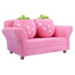 Costway Kids Sofa Strawberry Armrest Chair Lounge Couch w/2 Pillow Children Toddler Pink
