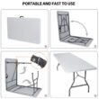 SuperDeal 8ft x 2.5ft Rectangle Folding Table Portable Picnic W/Handle White