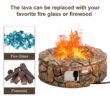 Costway 28'' Propane Gas Fire Pit Outdoor 40,000 BTU Stone Finish Lava Rocks Cover Brown