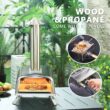 PIZZELLO Outdoor Pizza Oven 12" Propane & Wood Fired Dual Fuel with Gas Burner, Wood Tray, Pizza Stone, Pizza Peel, Carry Bag, Thermometer - Black