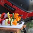 Americana 9325U8.181 Portable Electric Cart Grill with Two Folding Tables, Red