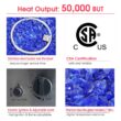 MF Studio 28'' 50000 BTU Propane Gas Fire Pit Table with Lid and Blue Fire Glass Black