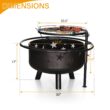 Sophia & William 30" 2 in 1 Outdoor Wood Burning Fire Pit Firepit Bowl with Cooking Grate