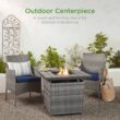 Best Choice Products 28in Propane Gas Fire Pit Table 50,000 BTU Outdoor Wicker w/ Glass Beads, Tank Holder - Ash Gray