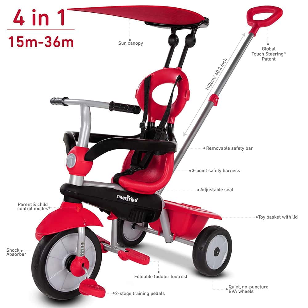 smarTrike Zoom 4 in 1 Baby Toddler Trike Tricycle Toy for 15 to 36 Months, Red smarTrike Zoom 4 in 1 Baby Toddler Trike Tricycle Toy for 15 to 36 Months, Red - Image 8