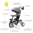 Costway 6-In-1 Kids Baby Stroller Tricycle Detachable Learning Toy Bike w/ Canopy Gray