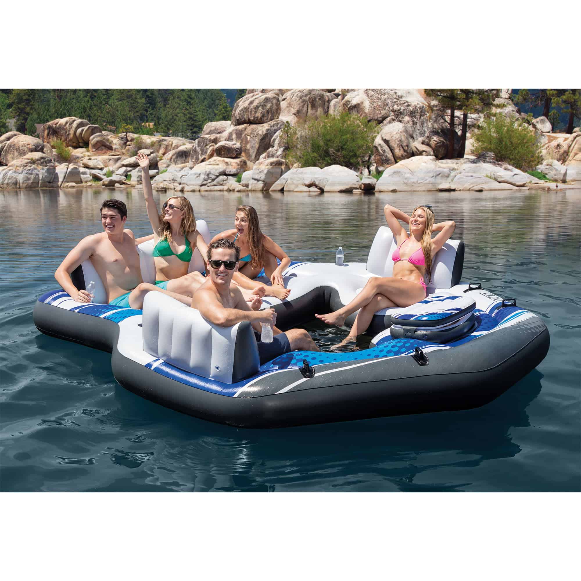Intex Blue Tropic Inflatable Lake Island Float with Cooler and Cupholders Intex Blue Tropic Inflatable Lake Island Float with Cooler and Cupholders - Image 2