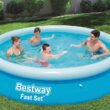 BESTWAY 12ft x 30 inch Fast Set Pool Large Family Inflatable Swimming Pool