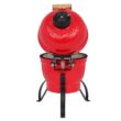 Winado 13in Round Ceramic Charcoal Grill for Outdoor Barbecue, Camping, BBQ Coal Grill Red