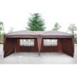 UBesGoo Easy Pop Up Canopy Party Tent, Coffee Brown with 4 Removable Sidewalls 10-Feet x 20-Feet