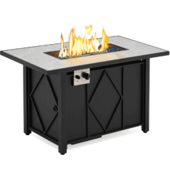 Topeakmart 43in Propane Firepit Table with Water-resistant Cover, 50,000 BTU, Black