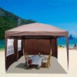UBesGoo Easy Pop Up Canopy Party Tent, Coffee Brown with 4 Removable Sidewalls 10-Feet x 20-Feet