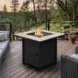 Yaheetech 30'' Outdoor Propane Fire Pit Table 50,000 BTU Square Gas Fire Pit with Ceramic Tabletop, Black