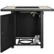 Topeakmart 30'' Outdoor Square Propane Fire Pit Table 50,000 BTU Gas Fire Pit with Ceramic Tabletop , Rattan Pattern Steel Base and Fire Glass, Black