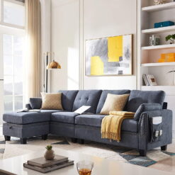 Honbay Sectional Sofa, Bluish Gray Fabric