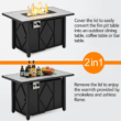Topeakmart 43in Propane Firepit Table with Water-resistant Cover, 50,000 BTU, Black