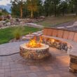 Costway 28'' Propane Gas Fire Pit Outdoor 40,000 BTU Stone Finish Lava Rocks Cover Brown