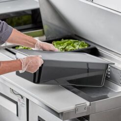 Vigor Full Size 6" Deep Black Food Pan with Secure Sealing Cover - 3/Pack