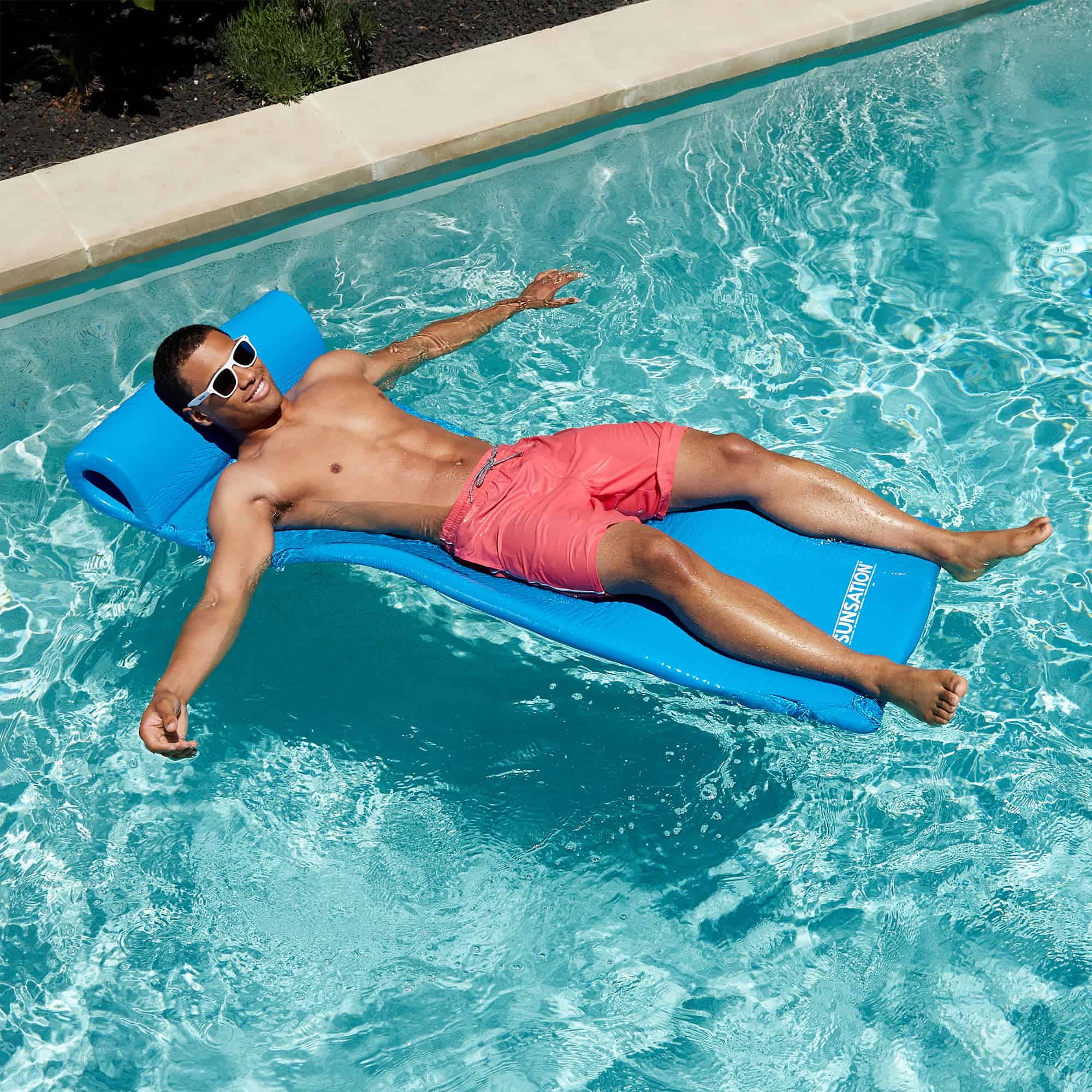 TRC Recreation Sunsation 1.75" Thick Foam Pool Lounge Float, Bahama Blue TRC Recreation Sunsation 1.75" Thick Foam Pool Lounge Float, Bahama Blue - Image 4
