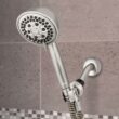Waterpik PowerPluse Massage Brushed Nickel 7 settings Handheld Showerhead 1.8 gpm