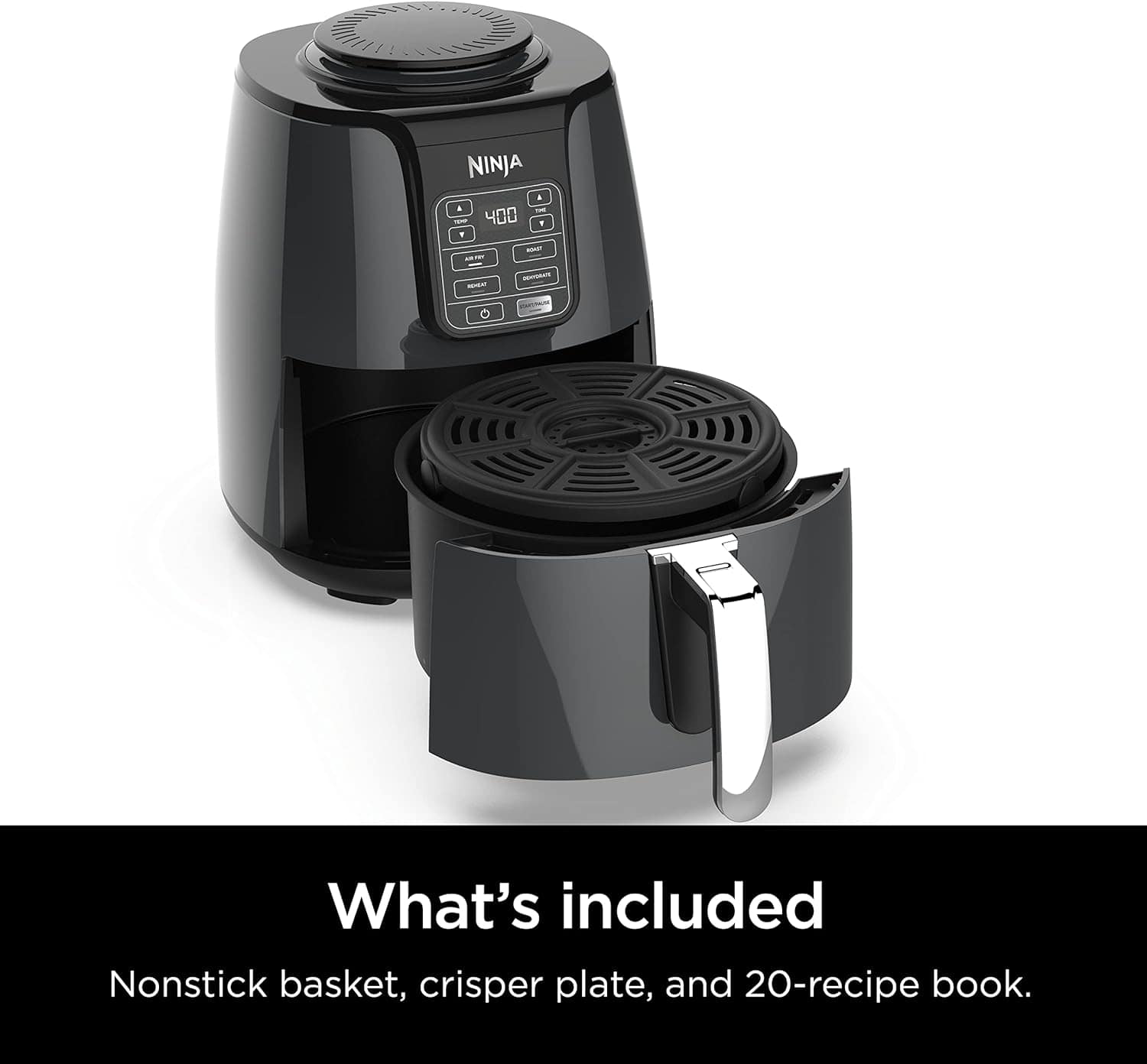Ninja AF101 Air Fryer that Crisps, Roasts, Reheats, & Dehydrates, for Quick, Easy Meals, 4 Quart Capacity, & High Gloss Finish, Black/Grey Ninja AF101 Air Fryer that Crisps, Roasts, Reheats, & Dehydrates, for Quick, Easy Meals, 4 Quart Capacity, & High Gloss Finish, Black/Grey - Image 3