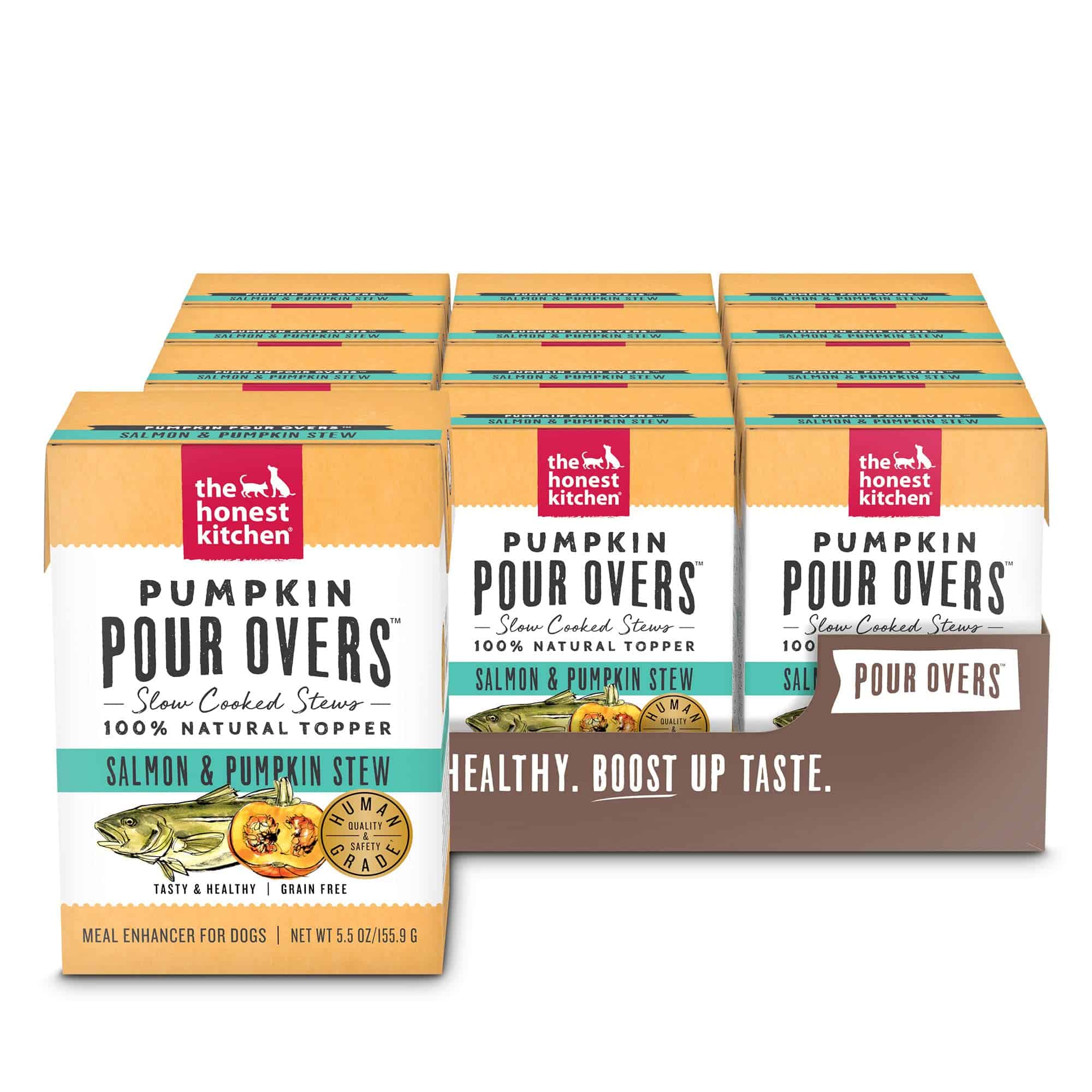 The Honest Kitchen Pumpkin POUR OVERS Salmon & Pumpkin Stew Wet Dog Food Topper The Honest Kitchen Pumpkin POUR OVERS Salmon & Pumpkin Stew Wet Dog Food Topper
