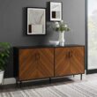 Walker Edison Furniture Company Hampton 58 in. Acorn Bookmatch and Solid Black Buffet Stand Walker Edison Furniture Company Hampton 58 in. Acorn Bookmatch and Solid Black Buffet Stand