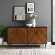 Walker Edison Furniture Company Hampton 58 in. Acorn Bookmatch and Solid Black Buffet Stand Walker Edison Furniture Company Hampton 58 in. Acorn Bookmatch and Solid Black Buffet Stand