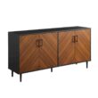 Walker Edison Furniture Company Hampton 58 in. Acorn Bookmatch and Solid Black Buffet Stand Walker Edison Furniture Company Hampton 58 in. Acorn Bookmatch and Solid Black Buffet Stand