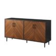 Walker Edison Furniture Company Hampton 58 in. Acorn Bookmatch and Solid Black Buffet Stand Walker Edison Furniture Company Hampton 58 in. Acorn Bookmatch and Solid Black Buffet Stand