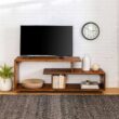 Walker Edison Furniture Company 60 in. Amber Wood TV Stand with Open Storage (Max tv size 65 in.)