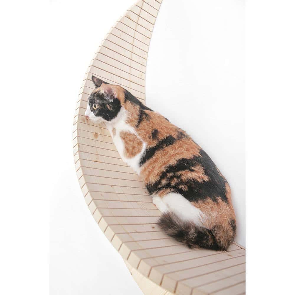 AndMakers MZ-Luna MYZOO Medium Luna Crescent Moon Shape Wall Mounted Wood Cat Bed AndMakers MZ-Luna MYZOO Medium Luna Crescent Moon Shape Wall Mounted Wood Cat Bed - Image 6