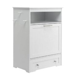ANGELES HOME 8CK-10010PVWH 2-Cup Wood Pet Feeder Station with Stainless Steel Bowl in White