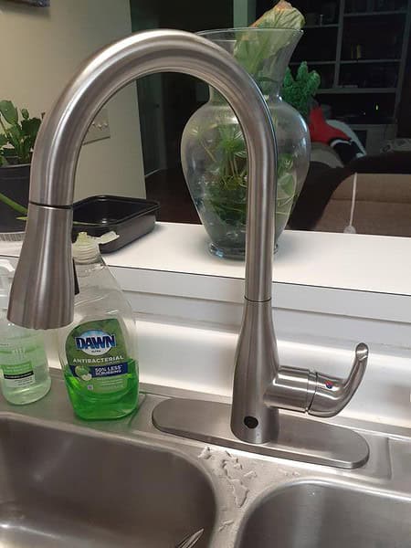 FLOW X Series Single-Handle Pull-Down Sprayer Kitchen Faucet with Motion Sensor in Brushed Nickel FLOW X Series Single-Handle Pull-Down Sprayer Kitchen Faucet with Motion Sensor in Brushed Nickel