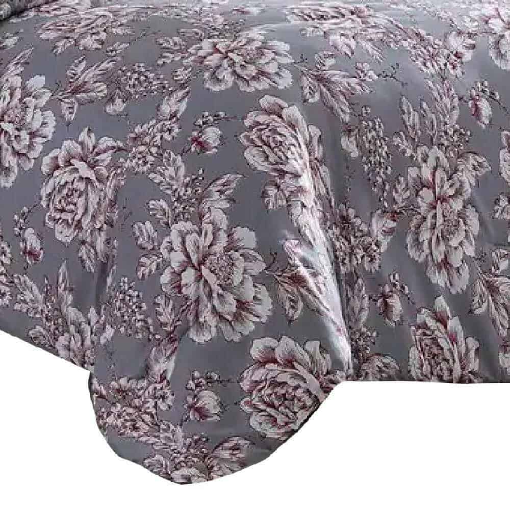 Benjara Tyler 8- Piece Gray Floral Print Microfiber Queen Bed Comforter Set Benjara Tyler 8- Piece Gray Floral Print Microfiber Queen Bed Comforter Set - Image 3
