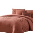 Benjara Alice 5-Piece Red Stitched Microfiber Queen Comforter Set